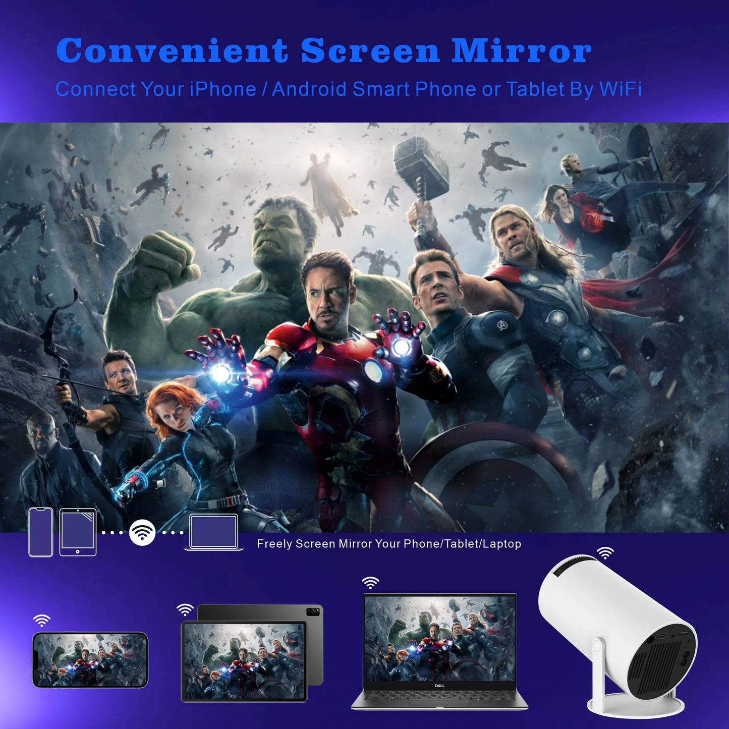 Projector mini 4K HY-300M98-Y2 Foreign Trade Popular Style Android TecnoValet