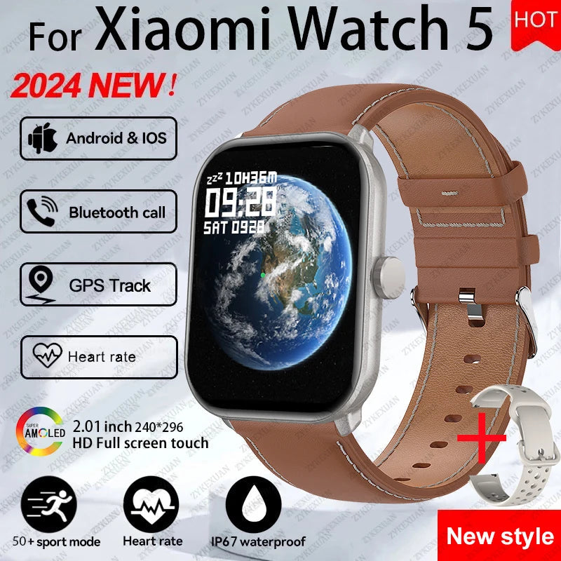 For Xiaomi Watch 5 Global Version Men Women HD AMOLED Screen Heart Rate Bluetooth Call GPS Track Waterproof Sports Smart Watch TecnoValet
