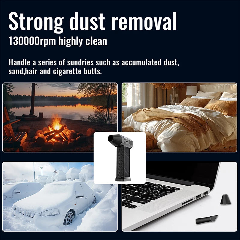 130000-120000PM Air Blower Turbo Jet Fan Electric Power Display Handheld Mini Dust Cleaner High Speed Duster Gun Cleaning Tool TecnoValet