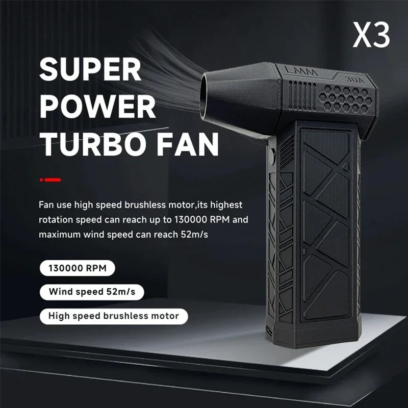 130000-120000PM Air Blower Turbo Jet Fan Electric Power Display Handheld Mini Dust Cleaner High Speed Duster Gun Cleaning Tool TecnoValet