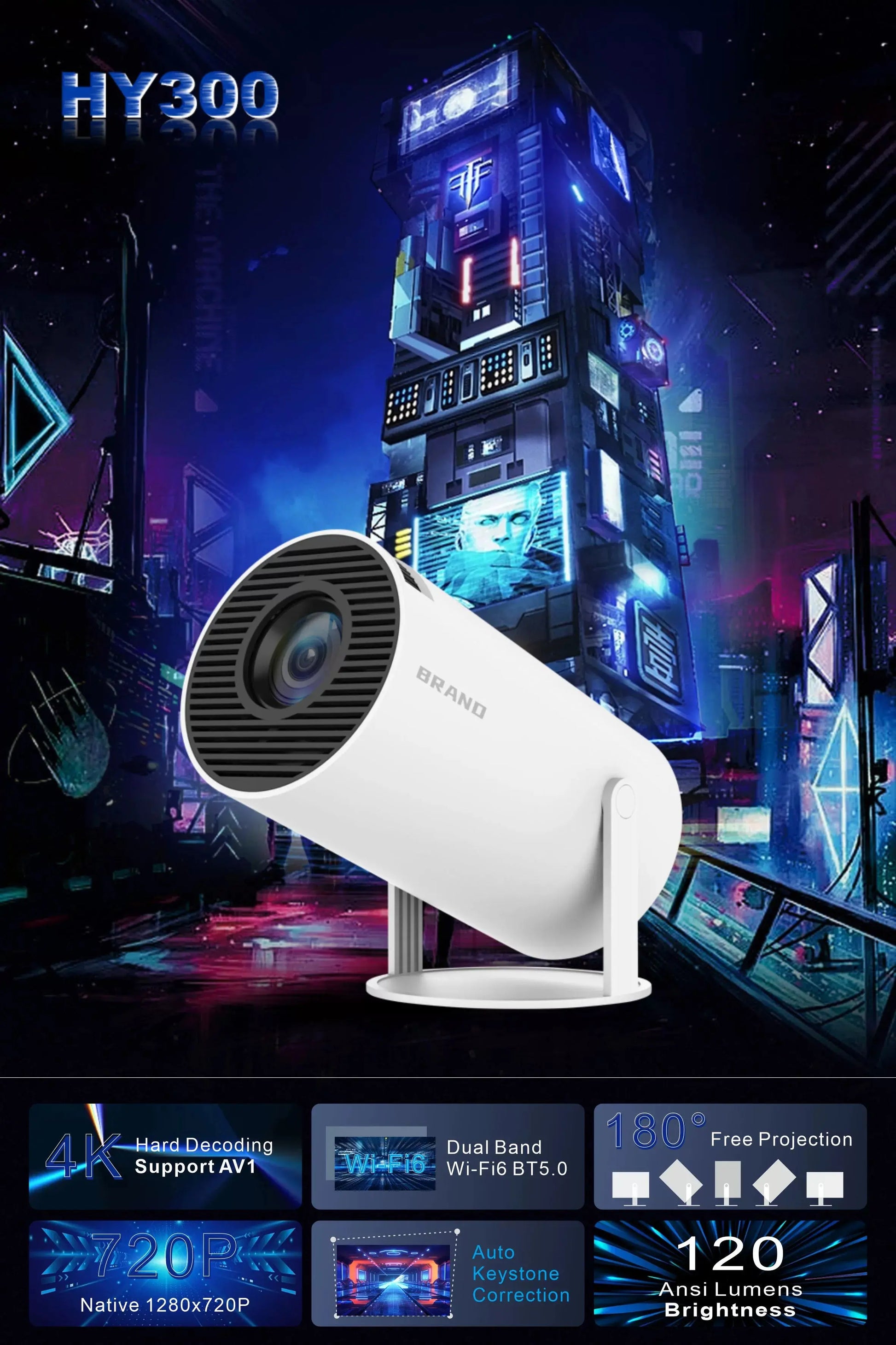 Projector mini 4K HY-300M98-Y2 Foreign Trade Popular Style Android TecnoValet