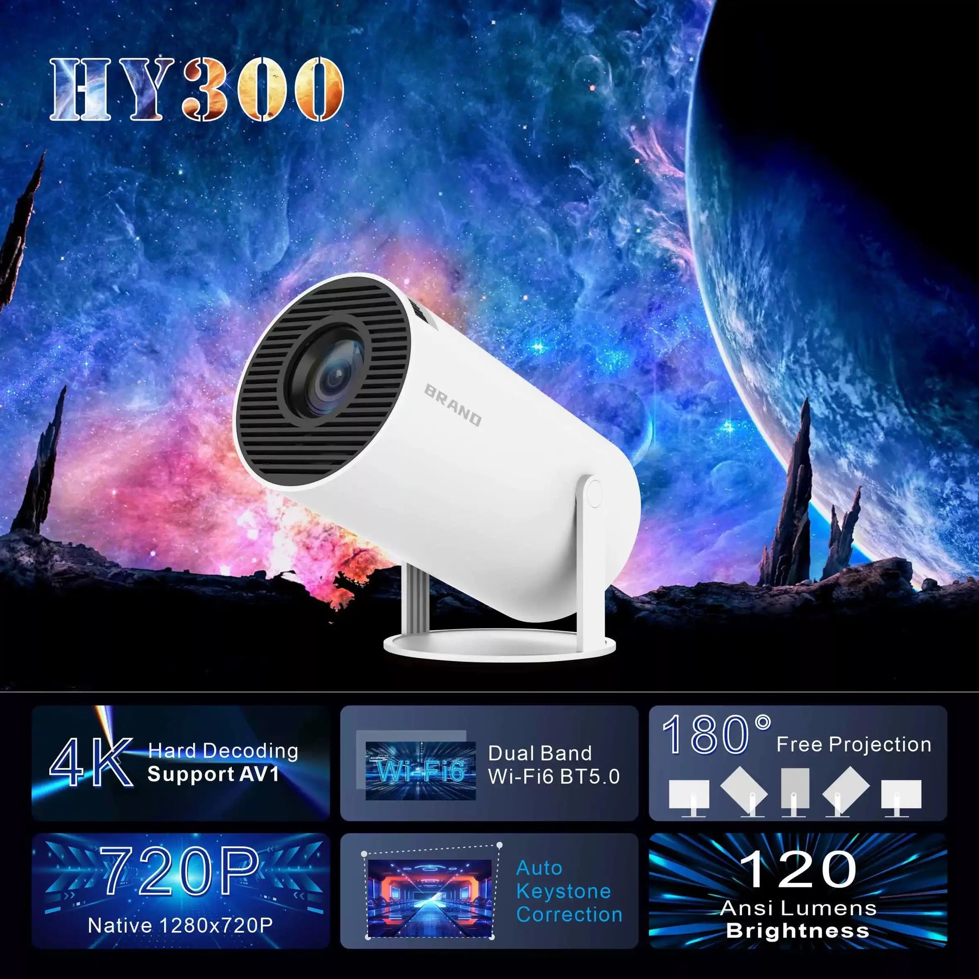 Projector mini 4K HY-300M98-Y2 Foreign Trade Popular Style Android TecnoValet