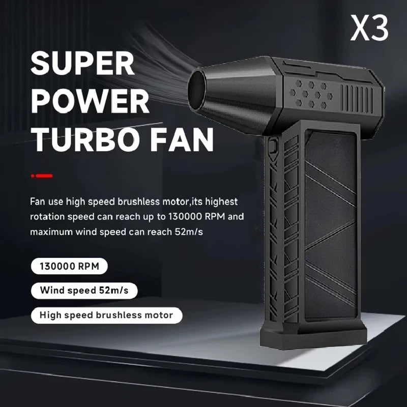 130000-120000PM Air Blower Turbo Jet Fan Electric Power Display Handheld Mini Dust Cleaner High Speed Duster Gun Cleaning Tool TecnoValet