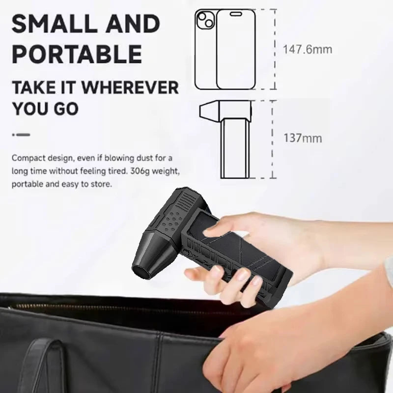 130000-120000PM Air Blower Turbo Jet Fan Electric Power Display Handheld Mini Dust Cleaner High Speed Duster Gun Cleaning Tool TecnoValet