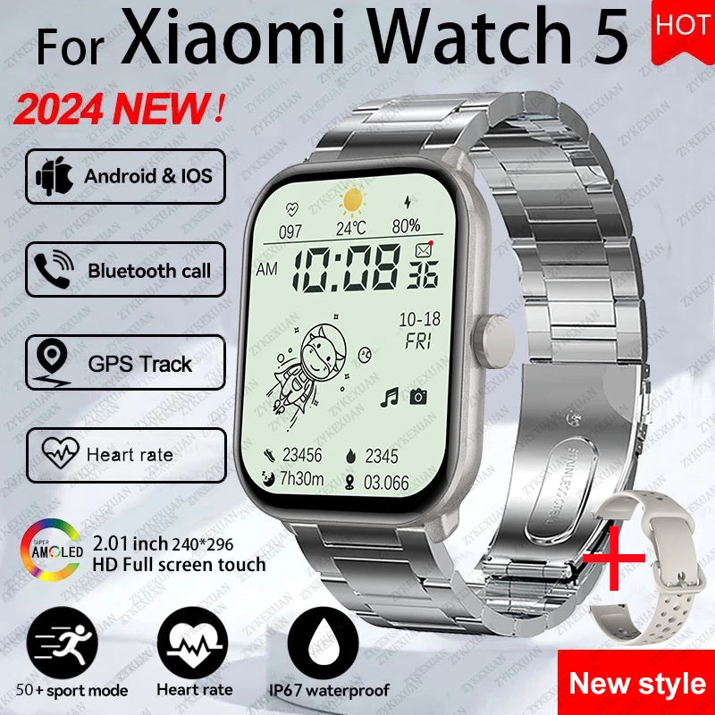 For Xiaomi Watch 5 Global Version Men Women HD AMOLED Screen Heart Rate Bluetooth Call GPS Track Waterproof Sports Smart Watch TecnoValet