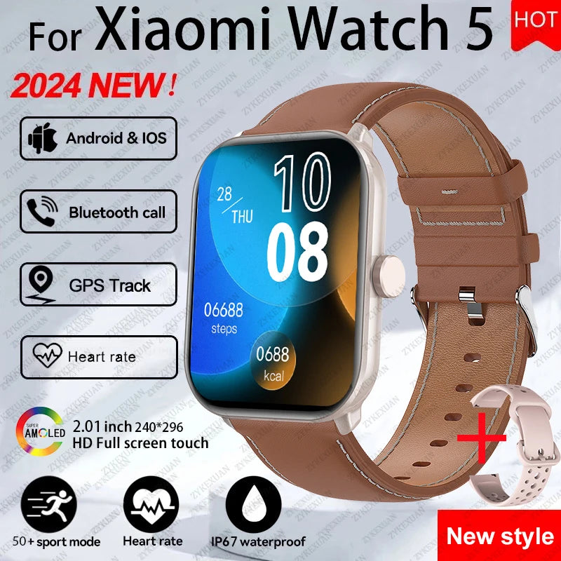 For Xiaomi Watch 5 Global Version Men Women HD AMOLED Screen Heart Rate Bluetooth Call GPS Track Waterproof Sports Smart Watch TecnoValet
